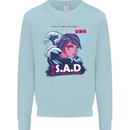 Music Vaporwave Anime Girl Emo SAD Kids Sweatshirt Jumper Light Blue