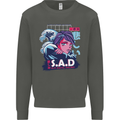 Music Vaporwave Anime Girl Emo SAD Kids Sweatshirt Jumper Storm Grey