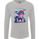Music Vaporwave Anime Girl Emo SAD Mens Long Sleeve T-Shirt Sports Grey