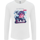 Music Vaporwave Anime Girl Emo SAD Mens Long Sleeve T-Shirt White