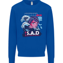 Music Vaporwave Anime Girl Emo SAD Mens Sweatshirt Jumper Royal Blue