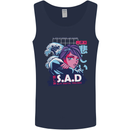 Music Vaporwave Anime Girl Emo SAD Mens Vest Tank Top Navy Blue
