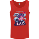 Music Vaporwave Anime Girl Emo SAD Mens Vest Tank Top Red