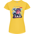 Music Vaporwave Anime Girl Emo SAD Womens Petite Cut T-Shirt Yellow