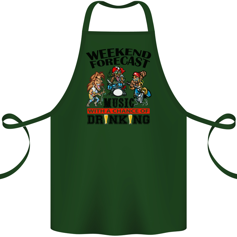 Music Weekend Forecast Alcohol Beer Cotton Apron 100% Organic Forest Green