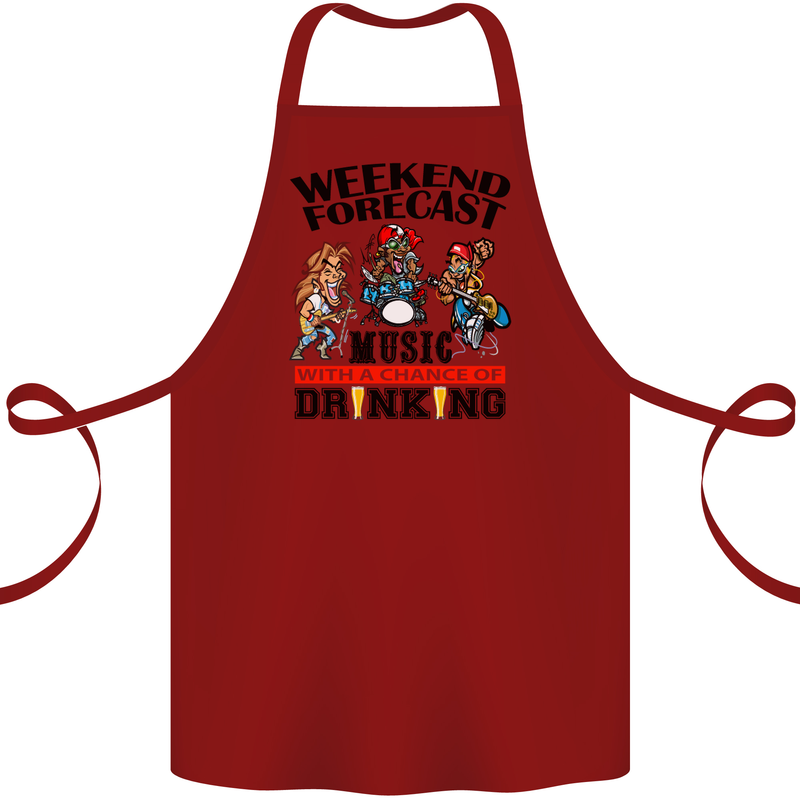 Music Weekend Forecast Alcohol Beer Cotton Apron 100% Organic Maroon