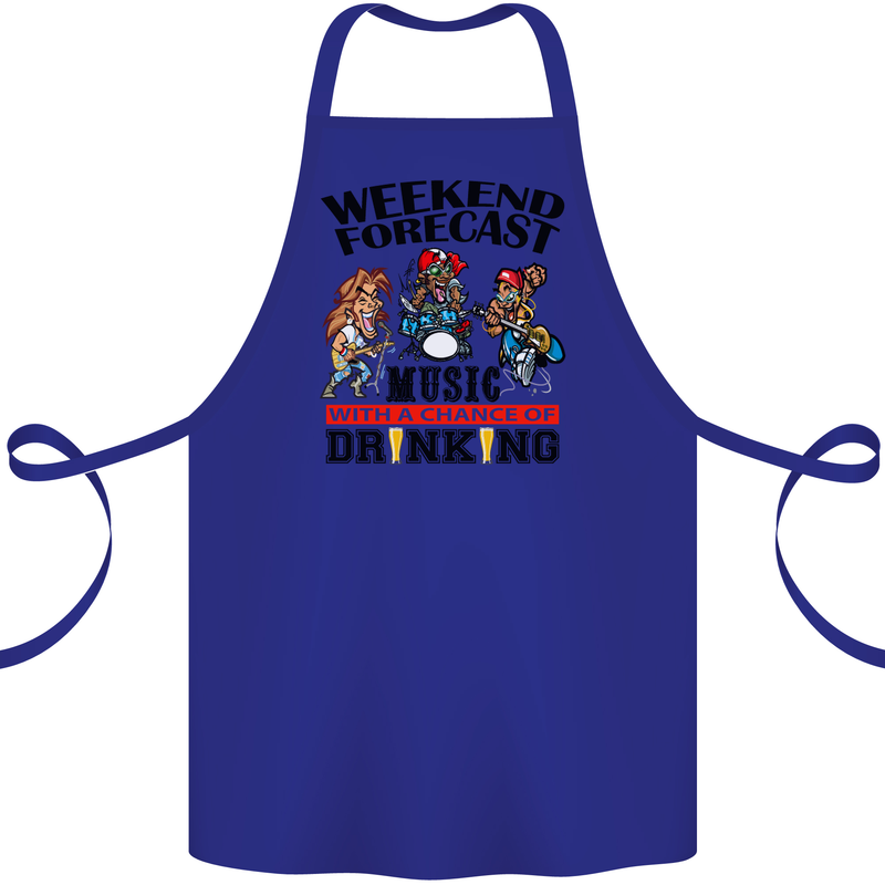 Music Weekend Forecast Alcohol Beer Cotton Apron 100% Organic Royal Blue