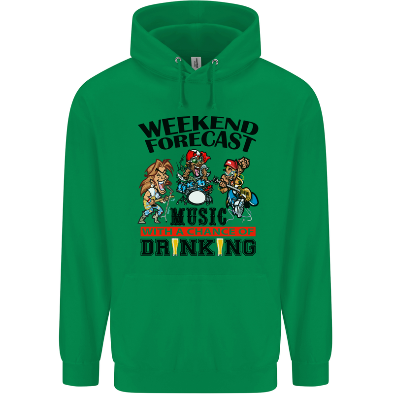Music Weekend Forecast Alcohol Beer Mens 80% Cotton Hoodie Irish Green