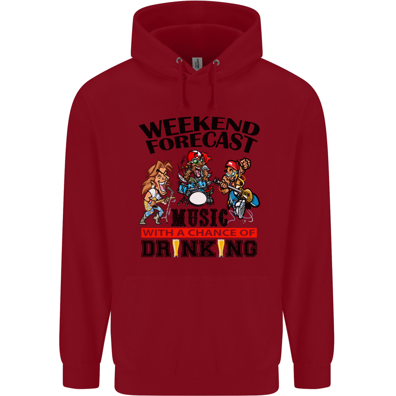 Music Weekend Forecast Alcohol Beer Mens 80% Cotton Hoodie Red