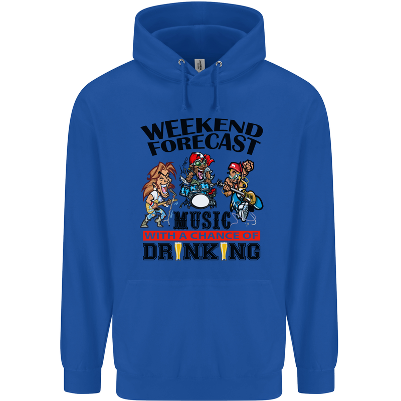 Music Weekend Forecast Alcohol Beer Mens 80% Cotton Hoodie Royal Blue