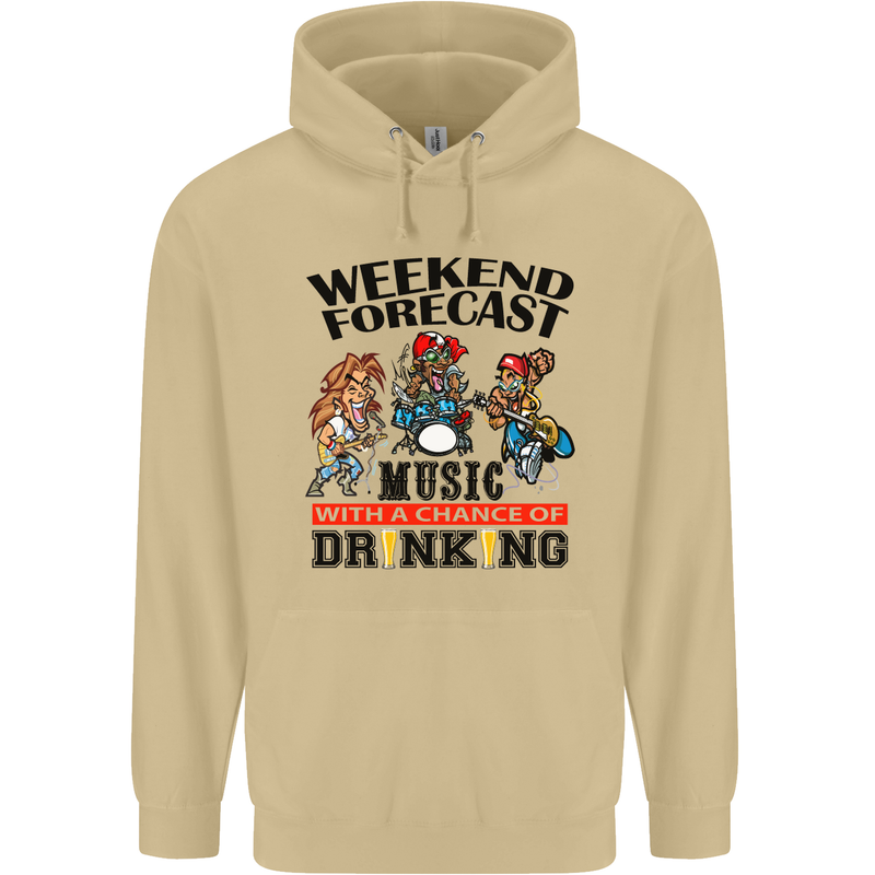 Music Weekend Forecast Alcohol Beer Mens 80% Cotton Hoodie Sand