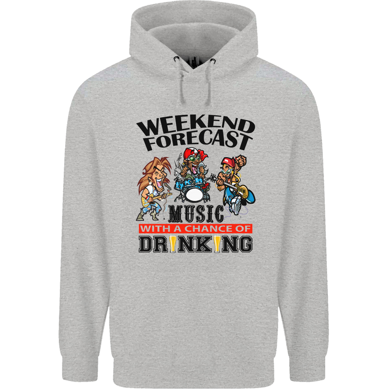 Music Weekend Forecast Alcohol Beer Mens 80% Cotton Hoodie Sports Grey