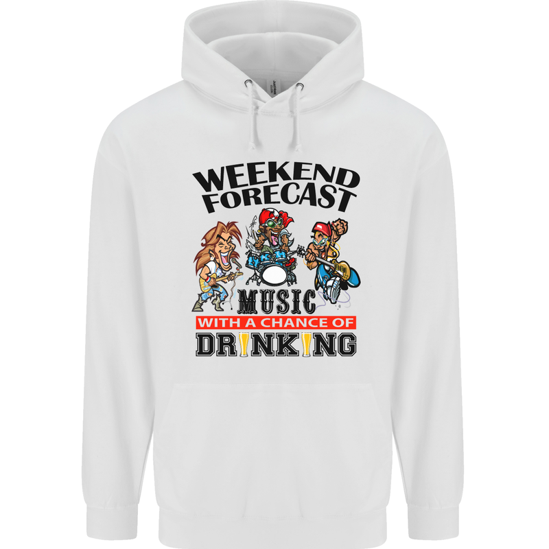 Music Weekend Forecast Alcohol Beer Mens 80% Cotton Hoodie White