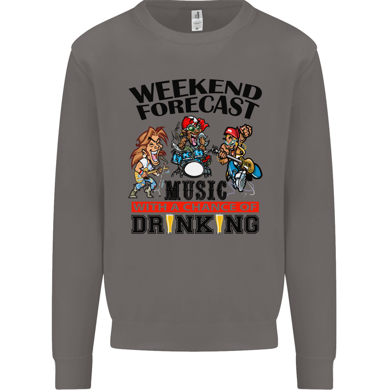 Music Weekend Forecast Alcohol Beer Mens Sweatshirt Jumper Charcoal