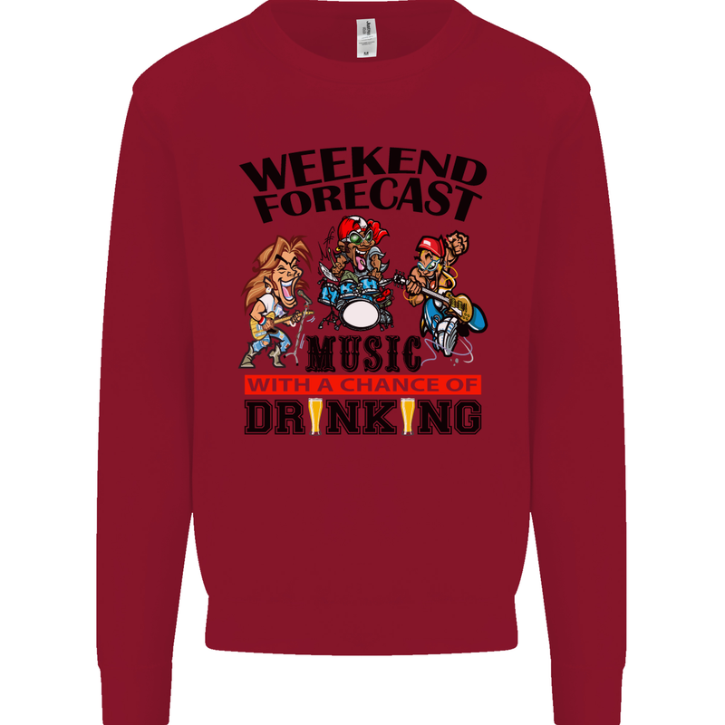 Music Weekend Forecast Alcohol Beer Mens Sweatshirt Jumper Red