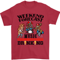 Music Weekend Forecast Alcohol Beer Mens T-Shirt Cotton Gildan Red