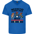Music Weekend Forecast Alcohol Beer Mens V-Neck Cotton T-Shirt Royal Blue