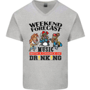 Music Weekend Forecast Alcohol Beer Mens V-Neck Cotton T-Shirt Sports Grey