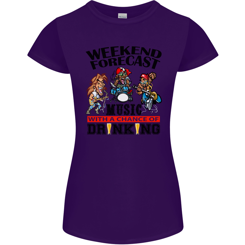 Music Weekend Forecast Alcohol Beer Womens Petite Cut T-Shirt Purple