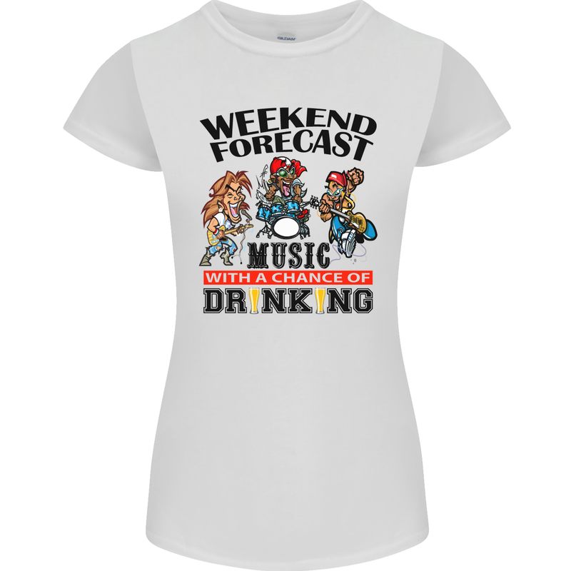 Music Weekend Forecast Alcohol Beer Womens Petite Cut T-Shirt White