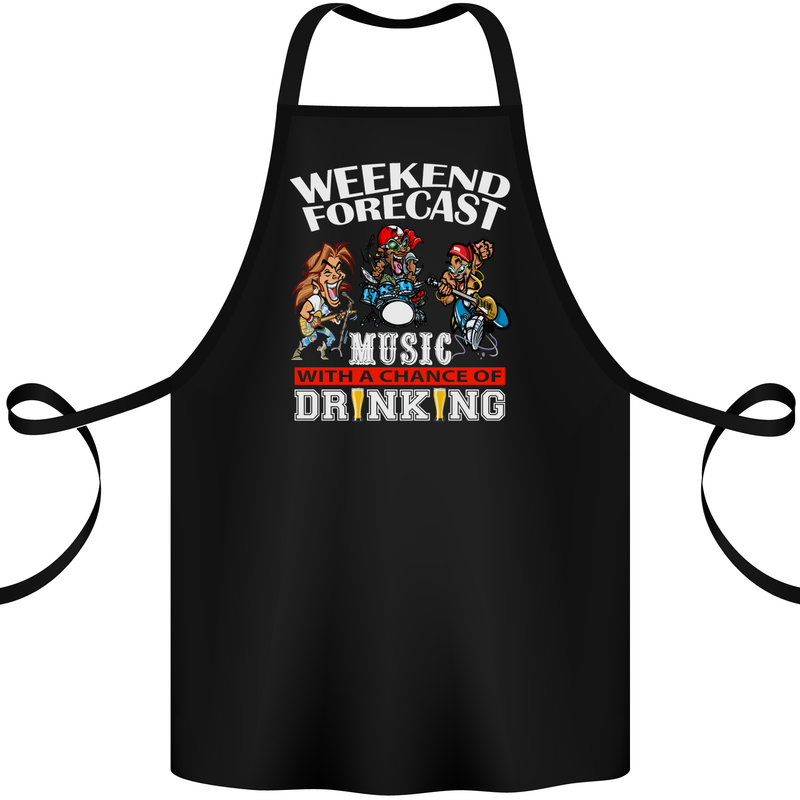Music Weekend Funny Alcohol Beer Cotton Apron 100% Organic Black
