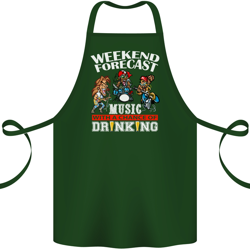 Music Weekend Funny Alcohol Beer Cotton Apron 100% Organic Forest Green