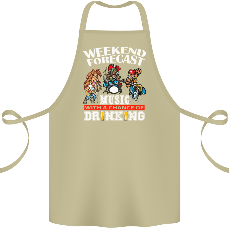 Music Weekend Funny Alcohol Beer Cotton Apron 100% Organic Khaki