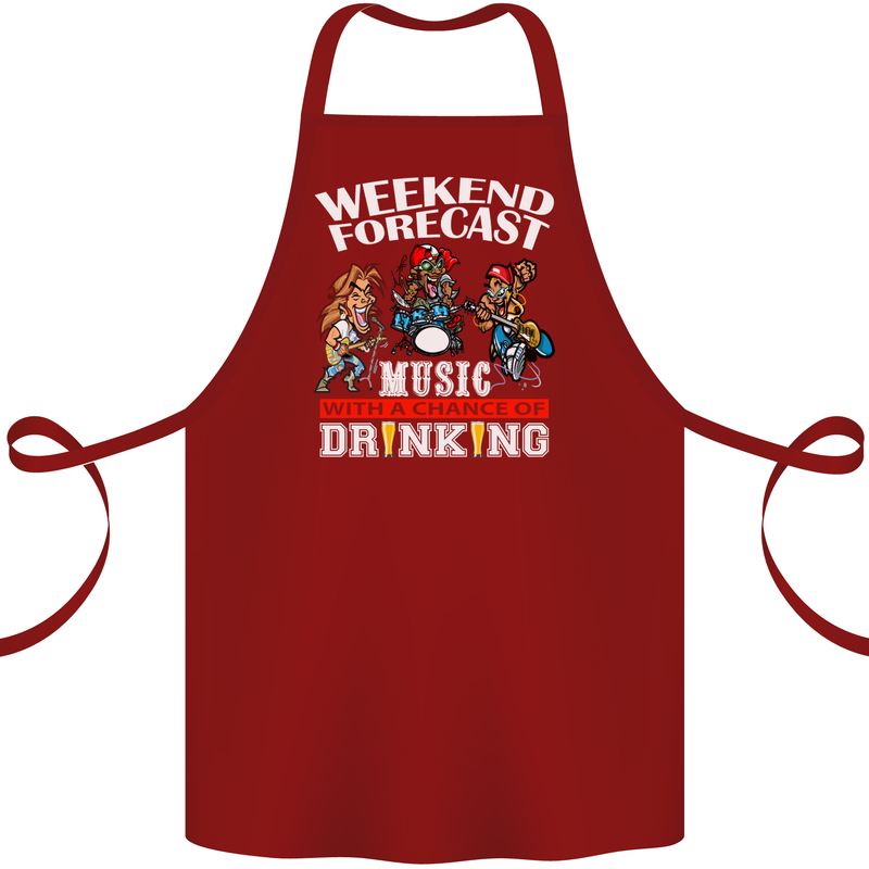 Music Weekend Funny Alcohol Beer Cotton Apron 100% Organic Maroon
