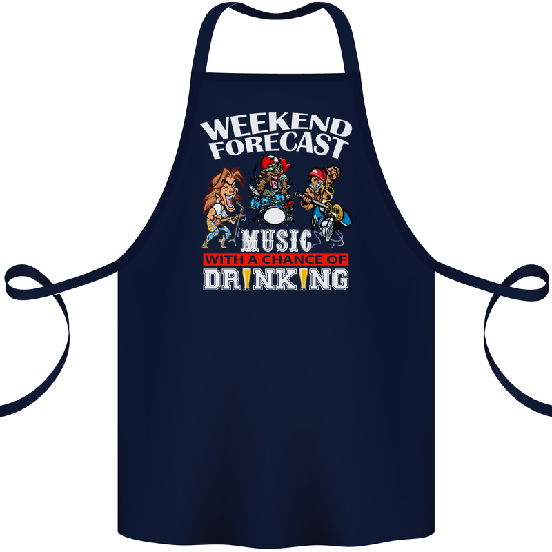 Music Weekend Funny Alcohol Beer Cotton Apron 100% Organic Navy Blue