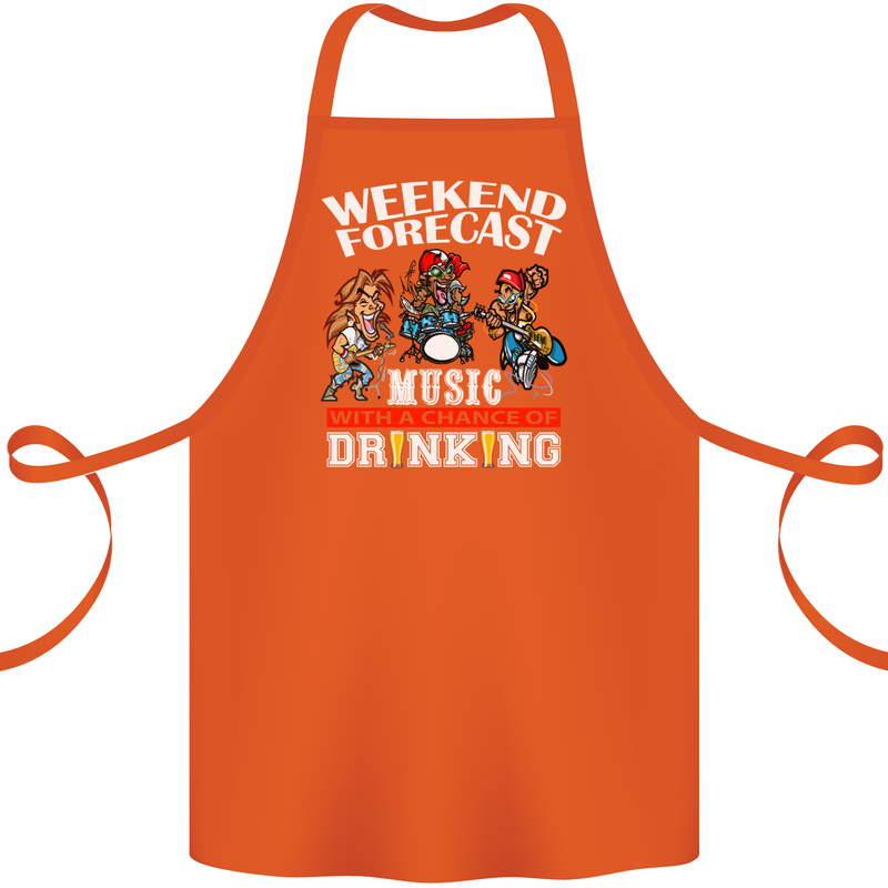 Music Weekend Funny Alcohol Beer Cotton Apron 100% Organic Orange