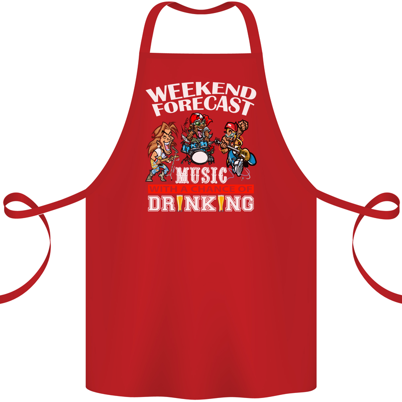Music Weekend Funny Alcohol Beer Cotton Apron 100% Organic Red
