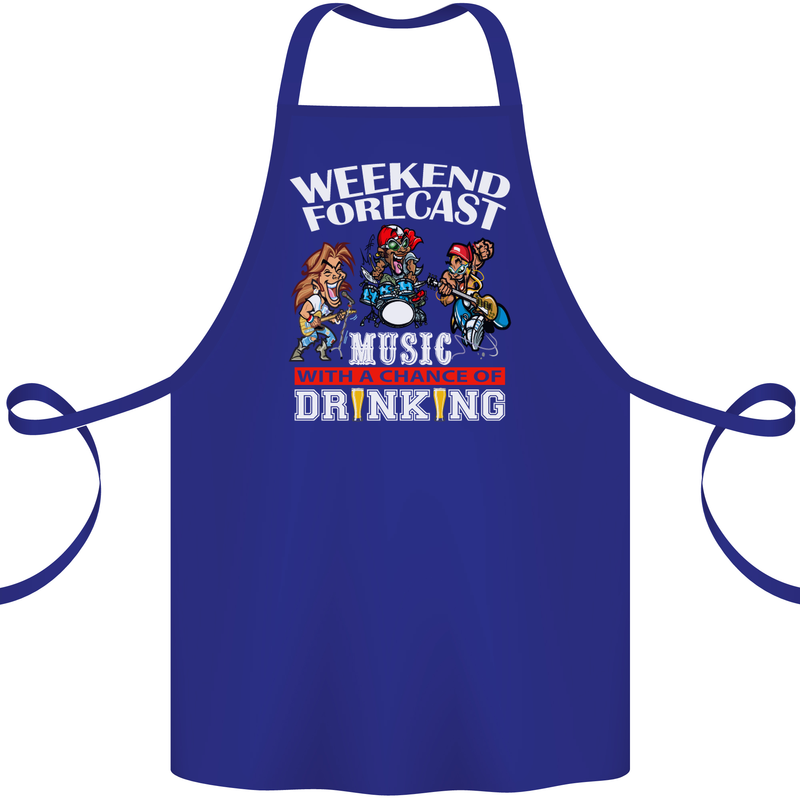 Music Weekend Funny Alcohol Beer Cotton Apron 100% Organic Royal Blue