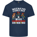 Music Weekend Funny Alcohol Beer Mens Cotton T-Shirt Tee Top Navy Blue