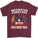 Music Weekend Funny Alcohol Beer Mens T-Shirt Cotton Gildan Maroon