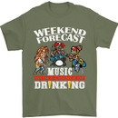 Music Weekend Funny Alcohol Beer Mens T-Shirt Cotton Gildan Military Green