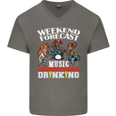 Music Weekend Funny Alcohol Beer Mens V-Neck Cotton T-Shirt Charcoal