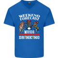 Music Weekend Funny Alcohol Beer Mens V-Neck Cotton T-Shirt Royal Blue