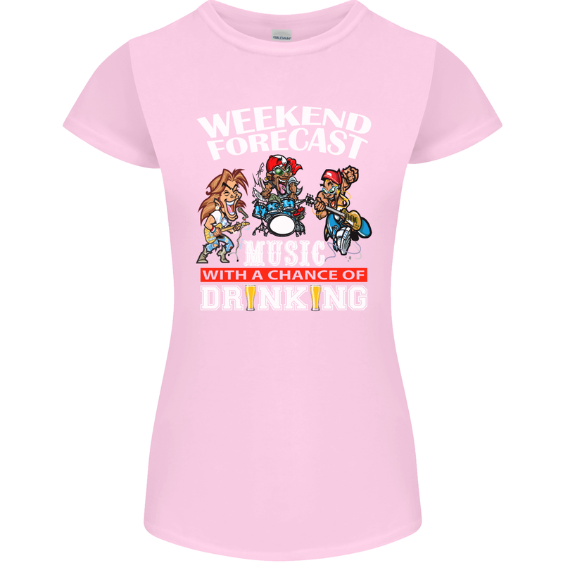 Music Weekend Funny Alcohol Beer Womens Petite Cut T-Shirt Light Pink