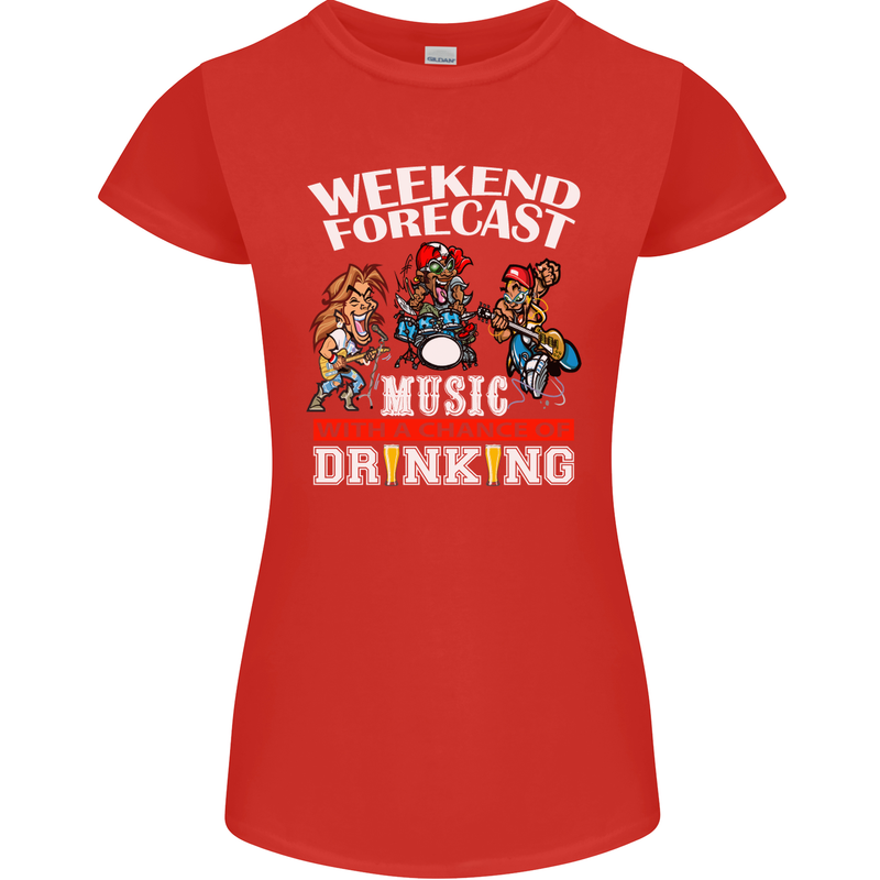 Music Weekend Funny Alcohol Beer Womens Petite Cut T-Shirt Red