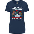 Music Weekend Funny Alcohol Beer Womens Wider Cut T-Shirt Navy Blue