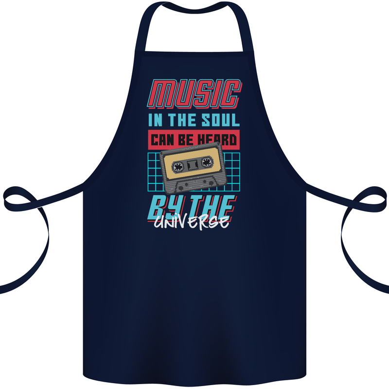 Music in the Soul Heard by the Universe Cotton Apron 100% Organic Navy Blue