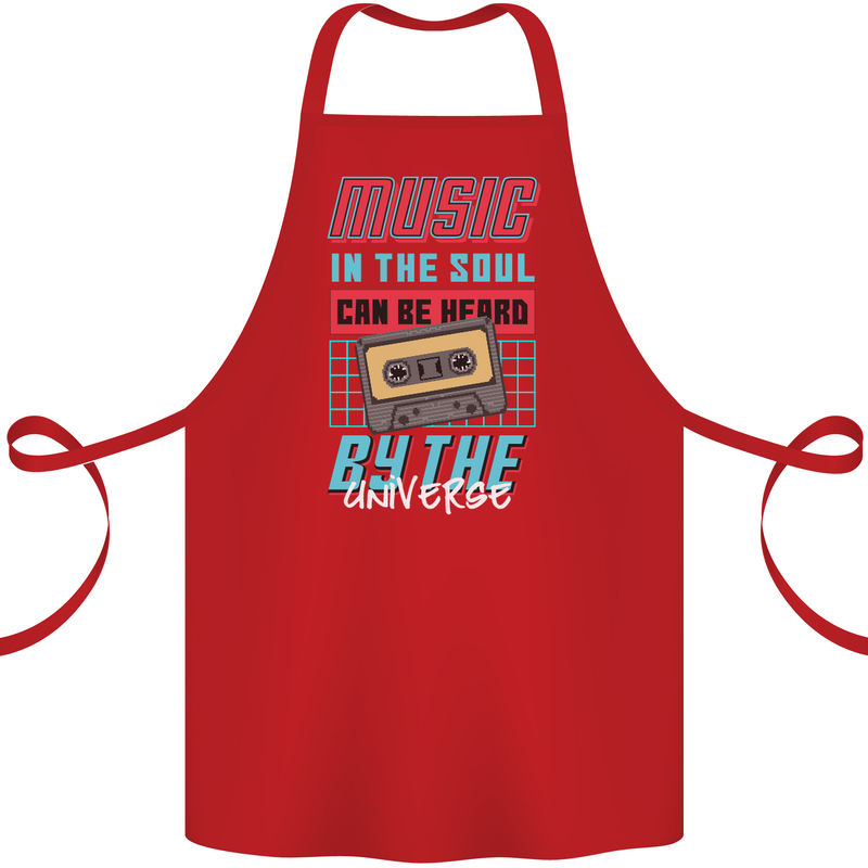Music in the Soul Heard by the Universe Cotton Apron 100% Organic Red