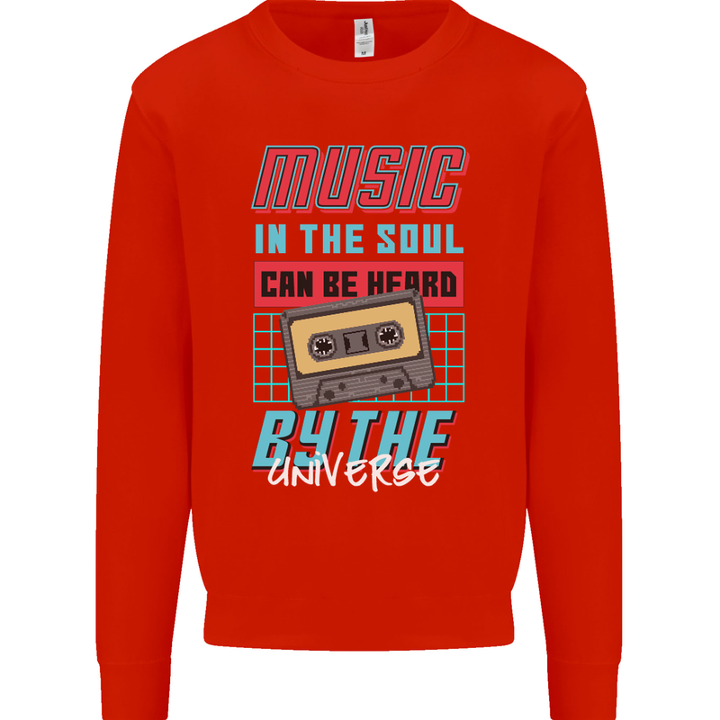Music in the Soul Heard by the Universe Kids Sweatshirt Jumper Bright Red