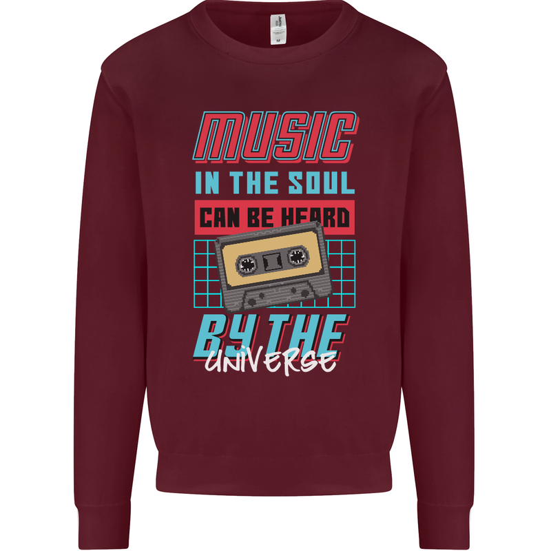 Music in the Soul Heard by the Universe Kids Sweatshirt Jumper Maroon