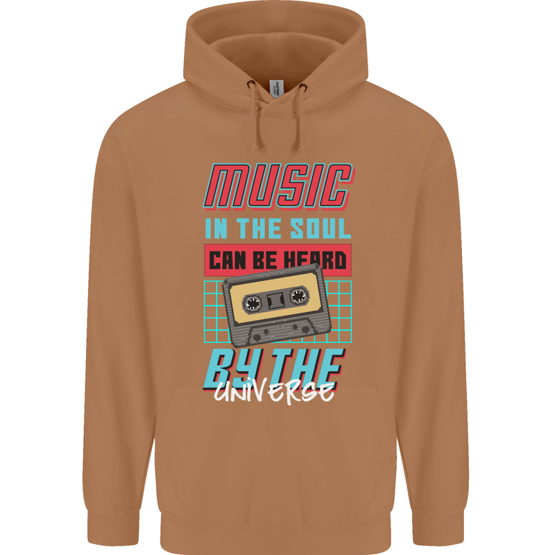 Music in the Soul Heard by the Universe Mens 80% Cotton Hoodie Caramel Latte