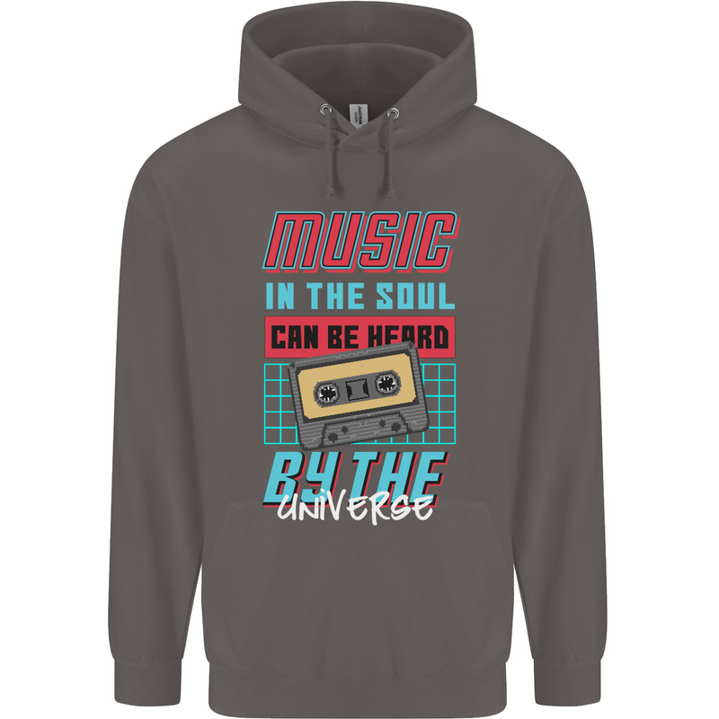 Music in the Soul Heard by the Universe Mens 80% Cotton Hoodie Charcoal