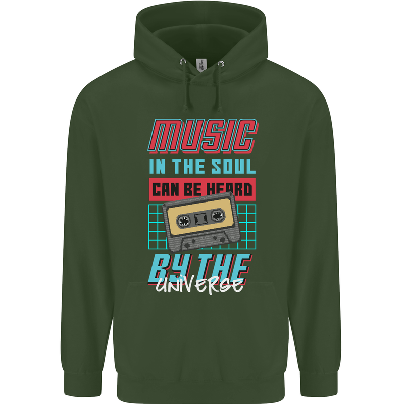 Music in the Soul Heard by the Universe Mens 80% Cotton Hoodie Forest Green