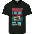 Music in the Soul Heard by the Universe Mens V-Neck Cotton T-Shirt Black