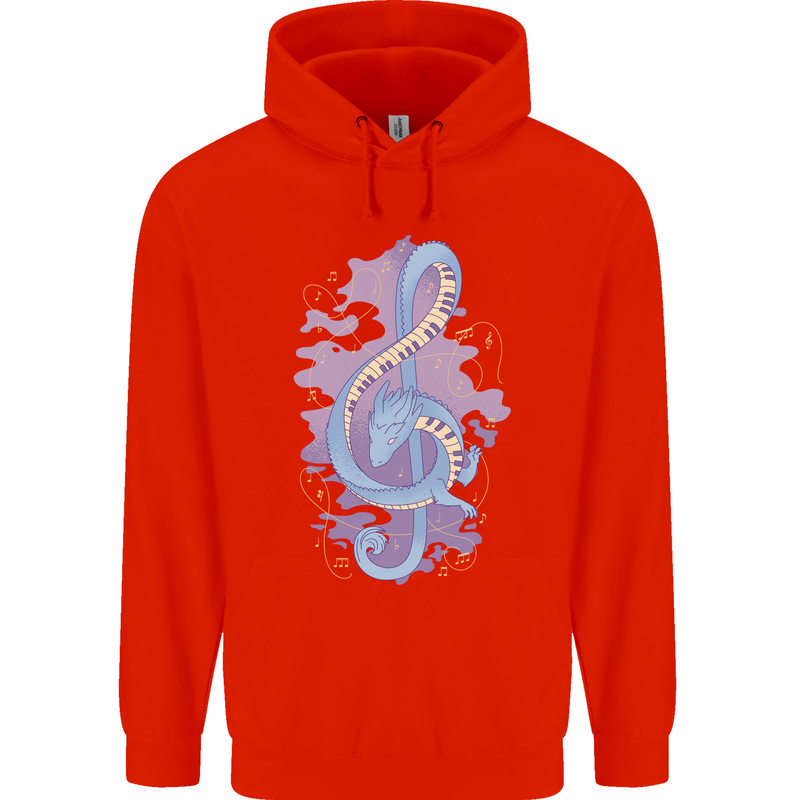 Musical Keyboard Dragon Childrens Kids Hoodie Bright Red