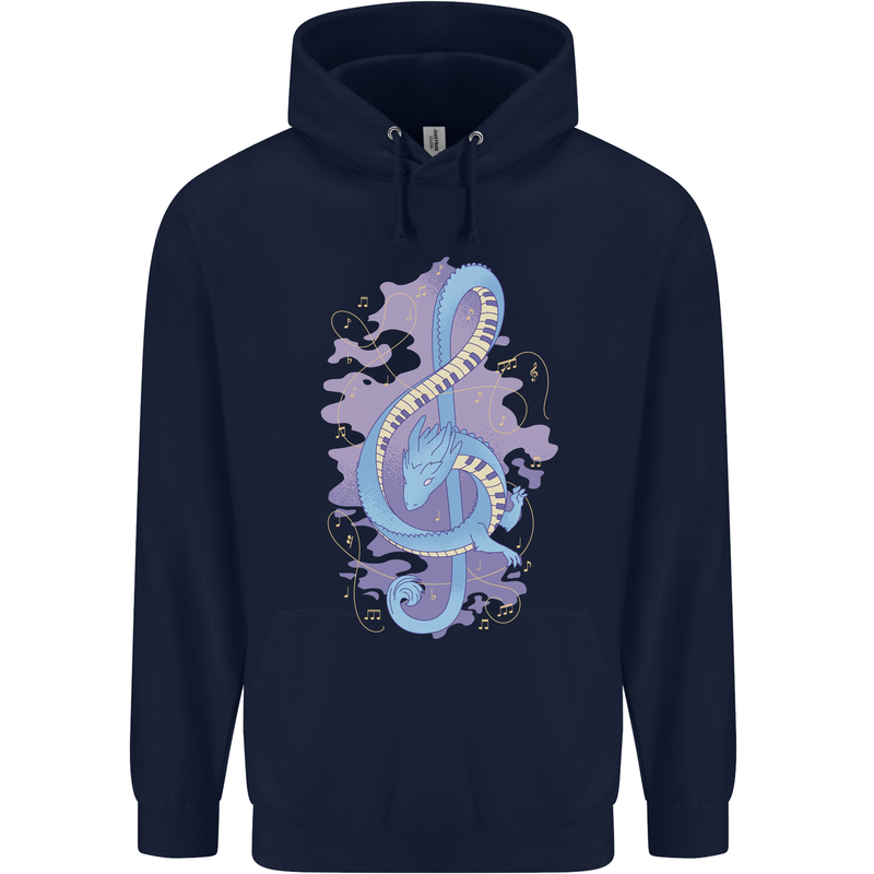 Musical Keyboard Dragon Childrens Kids Hoodie Navy Blue